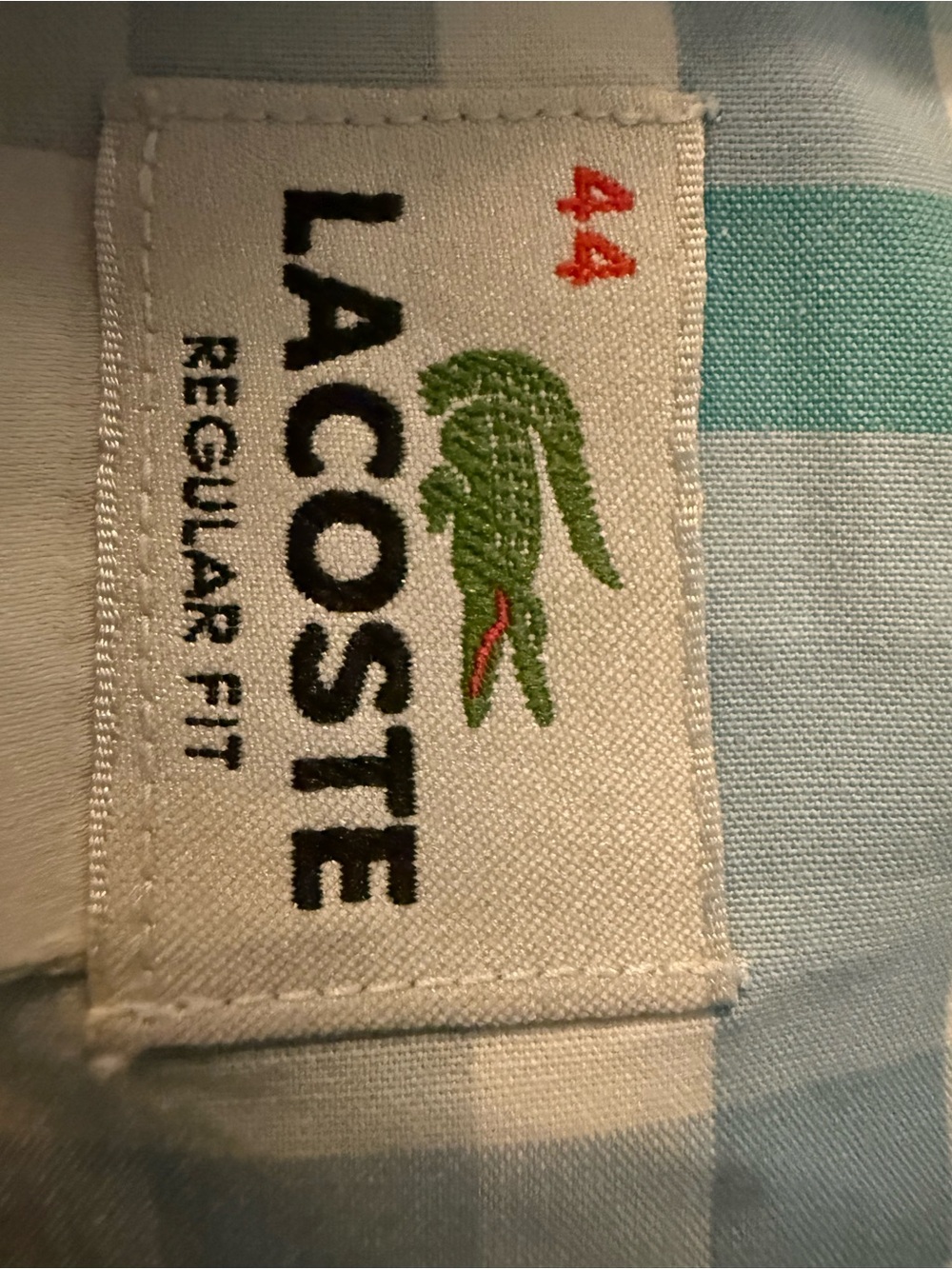 Lacoste Men's Blue & Green Gingham Button-Down Shirt - Picture 5 of 5